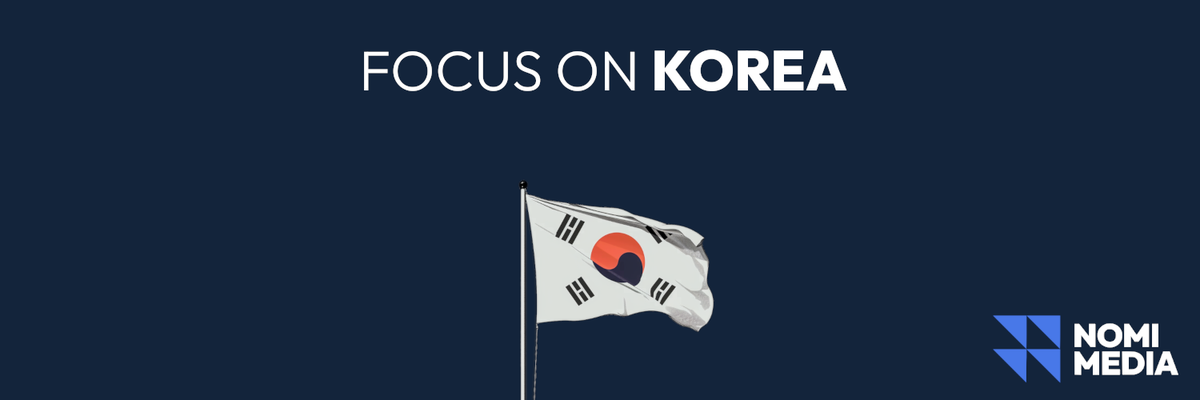 Title: Focus on Korea, depicted with South Korean flag and Nomi Media logo