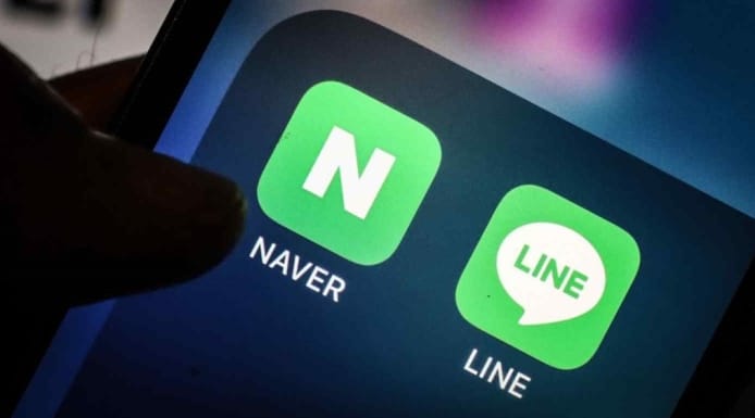 Naver and Line icons on smartphone display